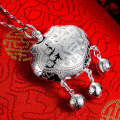 wholesale [Pure Silver] 999 Silver Longevity Lock Baby Jewelry, Infant Fu Character Pendant Necklace, Full Moon Gift for Newborns-0-3