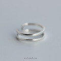 wholesale S925 Silver Ring Women's Korean Style Wholesale Fashion Double Layer Line Ring Minimalist Adjustable Tail Ring J0264-1-0-3