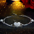wholesale S925 Silver New Women's Korean Style Minimalist Heart Bead Bracelet Fashionable Bangle Jewelry Wholesale-0-1