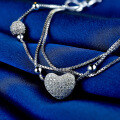 wholesale S925 Silver New Women's Korean Style Minimalist Heart Bead Bracelet Fashionable Bangle Jewelry Wholesale-0-3