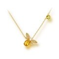 wholesale 14K gold plated 925 sterling silver with citrine and peridot bee pendant necklace, featuring unique designs inspired by love and beauty from the US, Japan, and Korea-0-5
