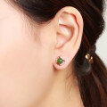 wholesale 925 Sterling Silver Inlaid with Small Jasper Earrings with Certificate, Retro Chinese Style-0-2