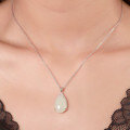 wholesale 925 Silver Inlaid Hetian Jade Pendant with Certificate, New Chinese Style Hanfu Accessory, Elegant White Teardrop Necklace-0-1