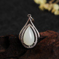 wholesale [925 Sterling Silver] Wholesale manufacturer of hollow drop-shaped white jade pendant with natural Hetian jade and certificate-0-5