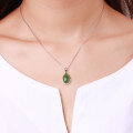 wholesale 925 Sterling Silver Antique Style Hetian Jade Pendant with Appraisal Certificate, Green Jade Waterdrop Necklace Women's Pendant-0-6