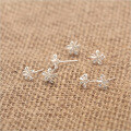 wholesale S925 silver flower earrings for women, Korean-style cute and sweet five-petal flower earrings, delicate ear accessories E0719-0-3