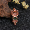 wholesale Rose gold-plated 925 silver with certificate, Hetian jade pendant, jade green cat, minimalist fashion style, women's necklace-0-2