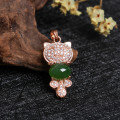 wholesale Rose gold-plated 925 silver with certificate, Hetian jade pendant, jade green cat, minimalist fashion style, women's necklace-0-1