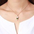 wholesale Rose gold-plated 925 silver with certificate, Hetian jade pendant, jade green cat, minimalist fashion style, women's necklace-0-3