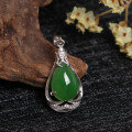 wholesale 925 Sterling Silver Wholesale with Certificate Green Jade Pendant Ancient Style Waterdrop Hetian Jasper Necklace Pendant Necklace-0-5