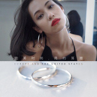 wholesale Metal S925 large hoop earrings for women, Korean style fashion wholesale, fashionable large circle earrings, drop earrings, personalized ear accessories E1814-925 silver 3.5CM 925 silver