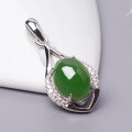 wholesale 925 Sterling Silver Pendant with Certified Hetian Jade, National Trend Style, New Chinese Retro Green Jade Necklace-0-5