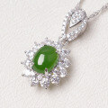 wholesale 925 Sterling Silver Inlaid with Hetian Jade Pendant Factory Direct with Certificate Ethnic Style Green Jade Necklace-0-2