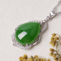 wholesale 925 sterling silver inlaid with Hetian jade pendant with certificate, wholesale green jade pendant, water-drop old material jade necklace pendant-0-6
