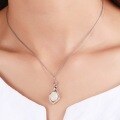 wholesale 925 sterling silver inlaid with antique-style Hetian jade pendant featuring a cabochon white jade, comes with certificate, women's small necklace accessory-0-2