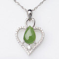 wholesale 925 Silver Inlaid with Hetian Jasper Pendant for Women, Heart Teardrop Shape, Direct from Manufacturer with Certificate, Natural Fashionable Jade Pendant-0-6