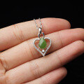 wholesale 925 Silver Inlaid with Hetian Jasper Pendant for Women, Heart Teardrop Shape, Direct from Manufacturer with Certificate, Natural Fashionable Jade Pendant-0-3