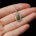 wholesale 925 Sterling Silver Inlaid with Hetian Jasper Pendant Necklace Wholesale Tourist Attraction Green Jade Pendant-0-3