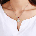 wholesale 925 Sterling Silver with Certificate Hetian Jade Pendant Fashionable Large Cabochon White Jade Pendant with Red Zircon for Women-0-1