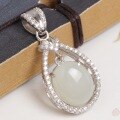 wholesale 925 Sterling Silver with White Jade Hollow-Out Pendant with Certificate, Wholesale from Manufacturer in Vintage Ethnic Style-0-5