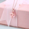 wholesale 925 Sterling Silver Jewelry Wholesale Manufacturer of Japanese and Korean New Style Pink Quartz Lemon Crystal Heart Bow Pendant Necklace for Women-0-2