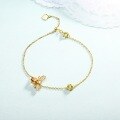 wholesale Sterling Silver Japanese-Inspired Light Luxury Jewelry Citrine Peridot Insect Niche Design Bee Bracelet for Women Wholesale-0-1