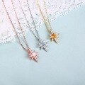 wholesale Sterling Silver Sun and Moon Star Pendant Necklace with Pink Crystal, Topaz, Fanta Stone and Rice-Set Diamonds for Women-0-4