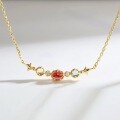 wholesale 925 Sterling Silver Plated with 18K Gold Natural Rubellite Japanese Light Luxury Jewelry Topaz Lemon Quartz Collarbone Necklace-0-5