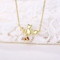 wholesale Metal material cute little kitten animal sweater necklace for women natural heart-shaped pendant pearl collarbone chain Japanese-style light jewelry wholesale-0-2