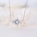wholesale Sterling Silver New 925 Colorful Gemstone Natural Blue Moonstone Pearl Korean Style Necklace Jewelry High-Quality Source Exquisite-0-1