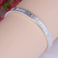 wholesale S990 Solid Silver Heart-shaped English Letter Open Bangle Fashion Simple Bracelet for Women-0-2
