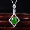 wholesale 925 Silver Rhombus Setting Cabochon Hetian Jade Pendant with Appraisal Certificate, Factory Direct-0-1