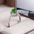 wholesale [925 Sterling Silver] Certified Hollow-out Setting Cabochon Nephrite Jade Ring, Open-ended Natural Hetian Jasper Ladies Wholesale-0-1