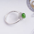 wholesale [925 Sterling Silver] Certified Hollow-out Setting Cabochon Nephrite Jade Ring, Open-ended Natural Hetian Jasper Ladies Wholesale-0-2