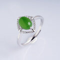 wholesale [925 Sterling Silver] Certified Hollow-out Setting Cabochon Nephrite Jade Ring, Open-ended Natural Hetian Jasper Ladies Wholesale-0-5