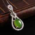 wholesale 925 Sterling Silver Hollow Out Inlaid Jade Pendant with Appraisal Certificate, Factory Wholesale-0-1