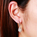 wholesale 925 Silver Inlaid with Hetian Jade Water Drop White Jade Stone Earrings with Certificate, Hook for Hanfu and Qipao Ear Accessories for Women-0-2
