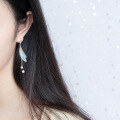 wholesale S925 Sterling Silver Korean Style Small Fresh Butterfly Wing Shell Pearl Synthetic Pearl Long Earrings E5272-0-3