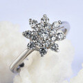 wholesale S925 Silver Snowflake Ring for Women, Korean Style Fashion Zircon Band, Personality Diamond Ring, Silver Jewelry Wholesale and Drop Shipping-0-1