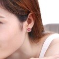 wholesale 925 sterling silver plated with gold, Korean-style women's jewelry, ruby earrings, floral gemstone stud earrings, direct factory supply-0-4