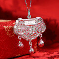 wholesale 999 Pure Silver Longevity Lock with Hundred Blessings, Baby Silver Lock, Infant Foot Silver Peace Lock, Gift for Children's First Birthday and Full Moon Celebration-0-3