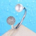 wholesale S925 Gold-Plated Pure Metal Minimalist Fashion Pearl Ring for Women, Niche Popular, High-End, Direct from Manufacturer-0-1