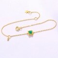 wholesale 14k Gold Japanese and Korean Light Luxury Jewelry Palace Square Emerald Gemstone Bracelet Accessory-0-4