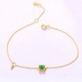 wholesale 14k Gold Japanese and Korean Light Luxury Jewelry Palace Square Emerald Gemstone Bracelet Accessory-0-3