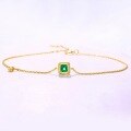 wholesale 14k Gold Japanese and Korean Light Luxury Jewelry Palace Square Emerald Gemstone Bracelet Accessory-0-0