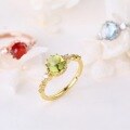 wholesale S925 Sterling Silver, Peridot Gemstone, Vintage Lace Openwork, Adjustable Wholesale Ring-0-3