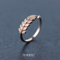 wholesale S925 Silver Women's Full Diamond Leaf Open Ring, Fresh and Sweet Leaf Ring, Tail Ring J0441-0-1