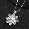 wholesale S925 Metal Fashion Petal Micro-Paved Zircon Pendant with Freshwater Pearl Necklace for Women-0-2