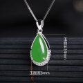 wholesale 925 Sterling Silver Antique Style Hetian Jade Pendant with Appraisal Certificate, Green Jade Waterdrop Necklace Women's Pendant-0-5