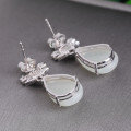 wholesale 925 Sterling Silver New Chinese Style Hetian Jade Earrings for Women, with Certificate, Fashionable Maple Leaf White Jade Teardrop Jade Earrings-0-2